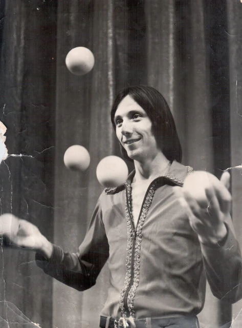 Archival photograph of Mikhail Rudenko juggling balls